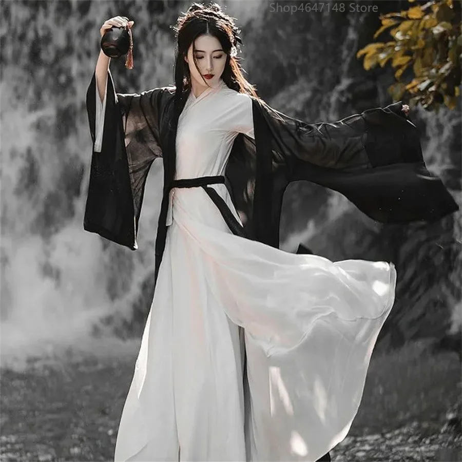 Chiese Tradition Hanfu Dress Original Song Dynasty Women Costume Chinese Style National Improved Han Element Ink Folk Dance Wear