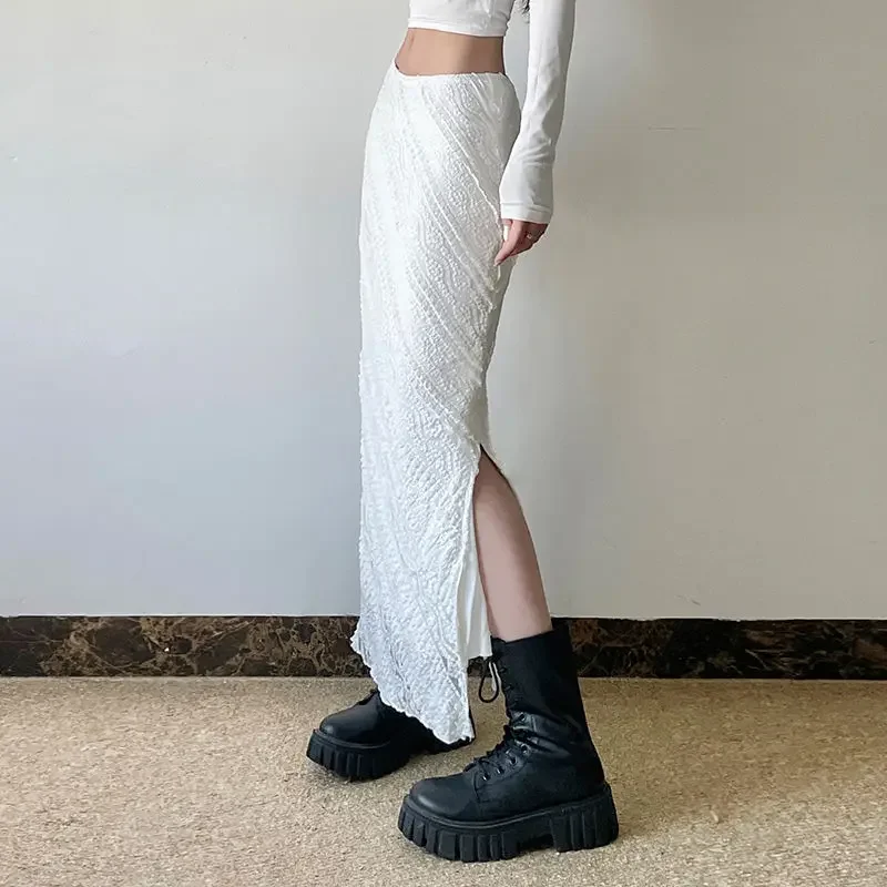 

Topanoma Women Skirts Vintage Lace Patchwork Slim Fashion French Style Chic Long Skirt Temperament Elegant Party Female Casual