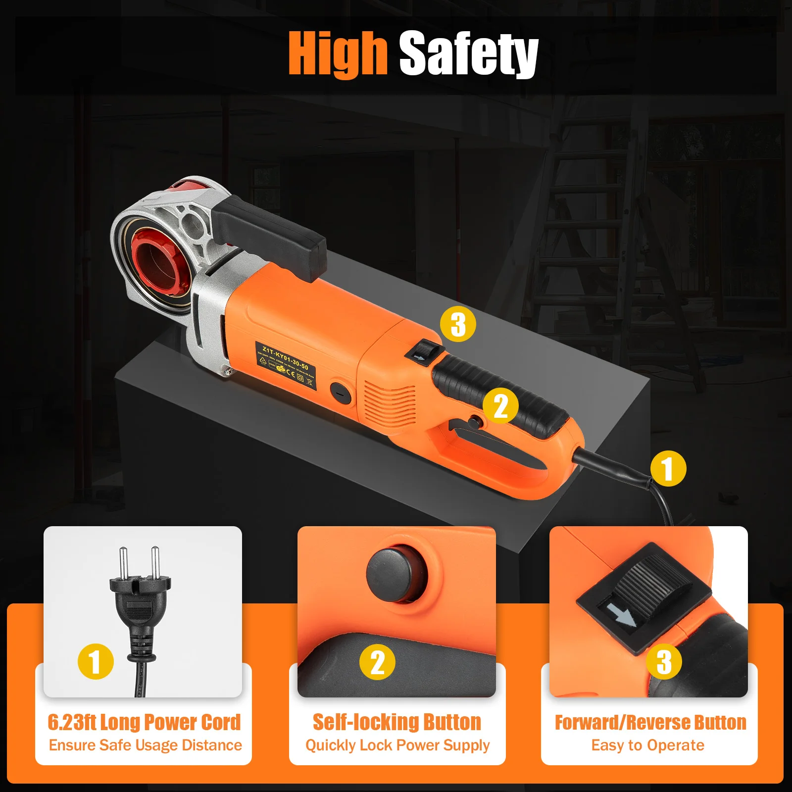 2300W Portable Handheld Electric Threading Machine W/6 Dies Electric Pipe Threader Galvanized Pipe Threading Machine