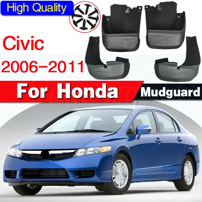 Set Molded Mud Flaps For Honda Civic 2006-2011 Mudflaps Splash Guards Front Rear Mud Flap Mudguards Fender 2007 2008 2009 2010