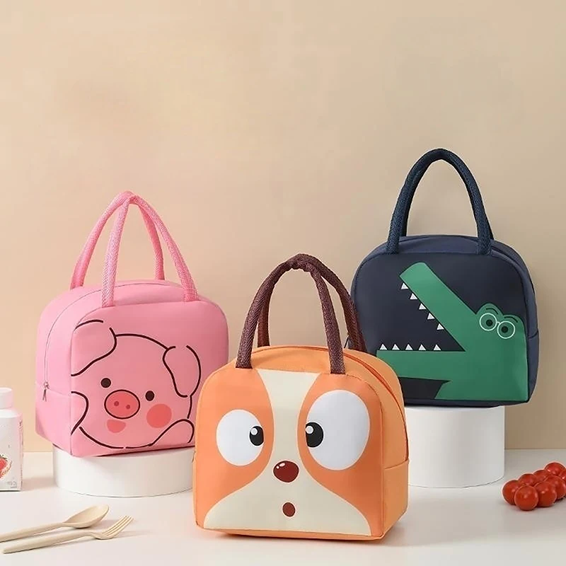 Cartoon Handheld Bento Lunch Bag Waterproof Oxford Cloth Aluminum Foil Lunch Box Insulation Bag