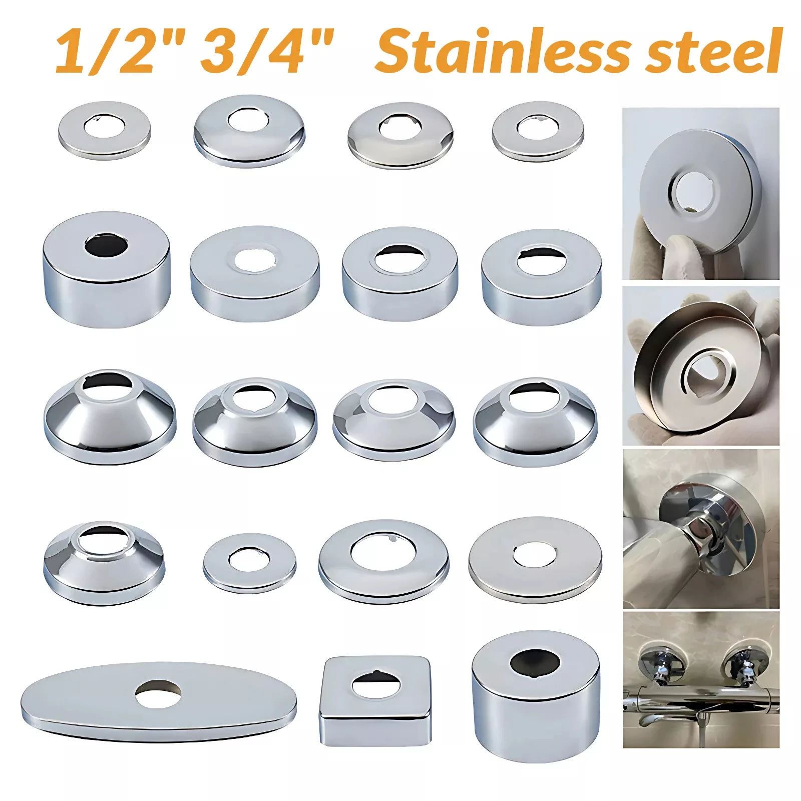 

1 шт. 1/2 "3/4" BSP крышка настенные крышки для труб из нержавеющей стали декоративная крышка для смесителя для душа аксессуары для кухонного смесителя