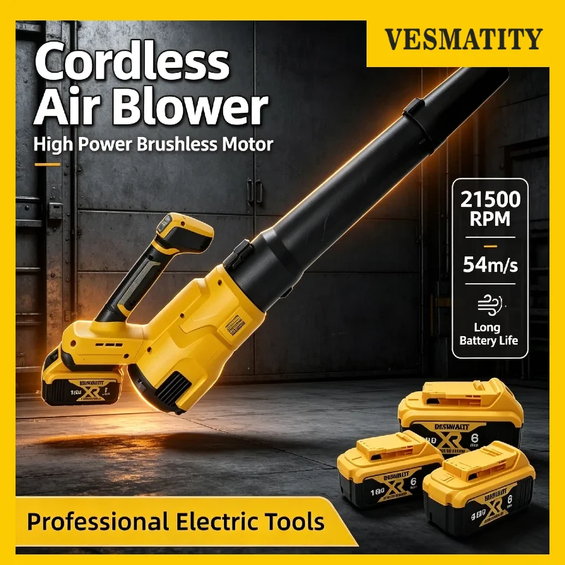Vesmatity 3 Speed Brushless Cordless Air Blower Powerful Electric Leaf Snow Duster Blowing Tool for 18V Battery Max Unit