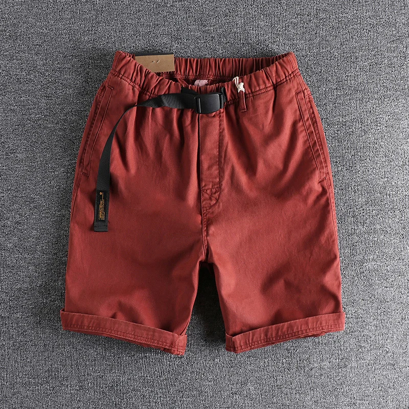 

2023 New Heavy Washed Retro Buckle Belt Casual Shorts Men's American Fashion Youth Overalls Pants Five Minutes In Summer