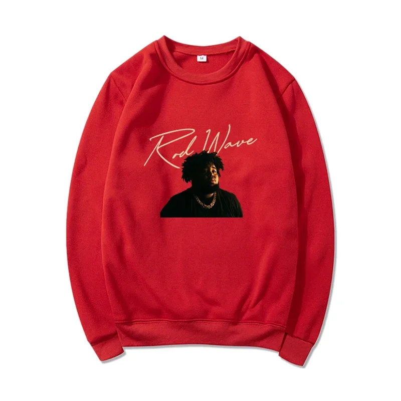 

Autumn and Winter Round Neck Sweater Rapper Rod Wave Print Street Y2k Hoodie Fashion Casual Pullover Fleece Long Sleeve Sweater