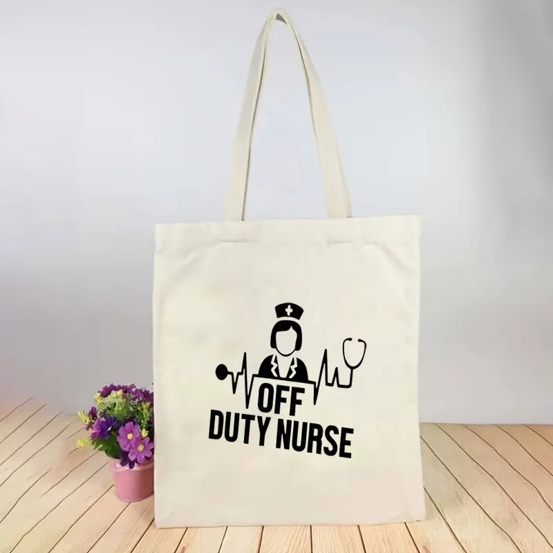 1 Printed Canvas Bag Medical Theme ECG Nursing Elements Unisex Breathable Trucker Style. Portable White Crossbody Bag. with Clos