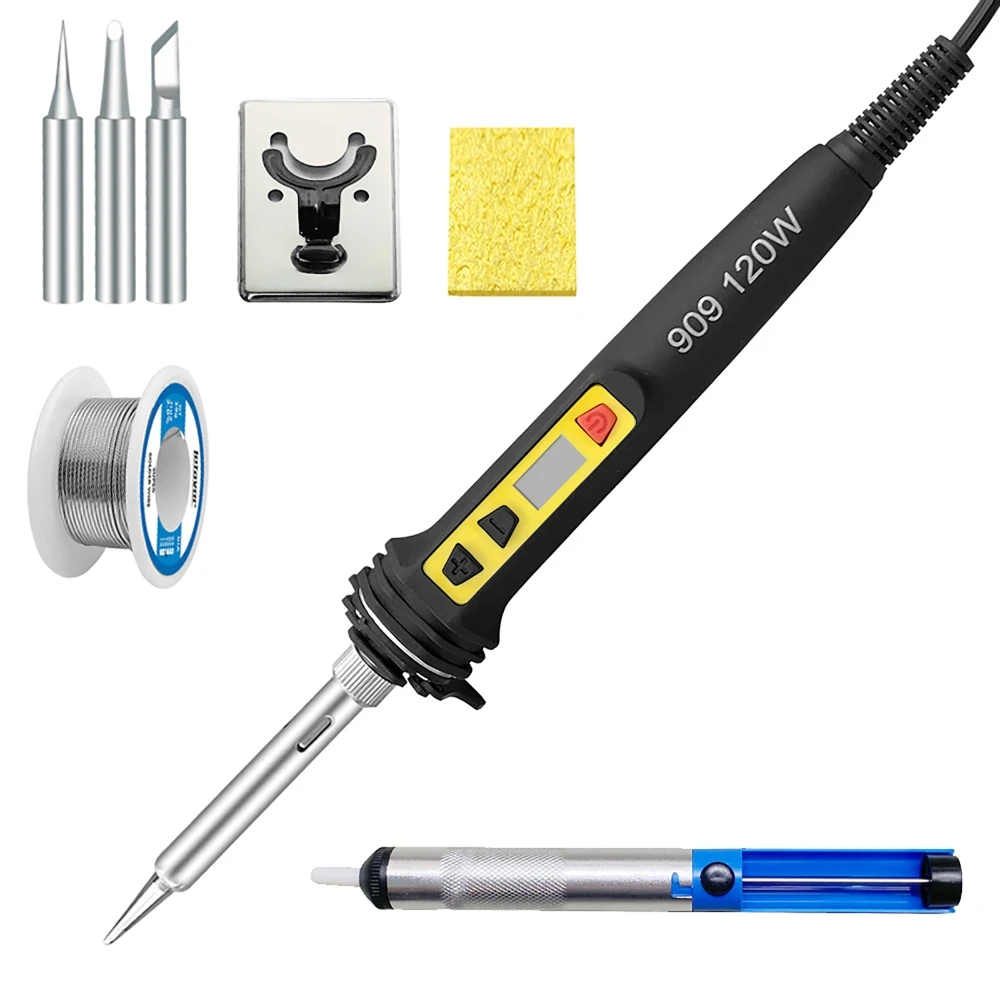 120W Electric Soldering Iron with Ceramic Heating Core 200-600℃ Adjustable Digital Display 909 Welding Pen Tip 110V / 220V view 4
