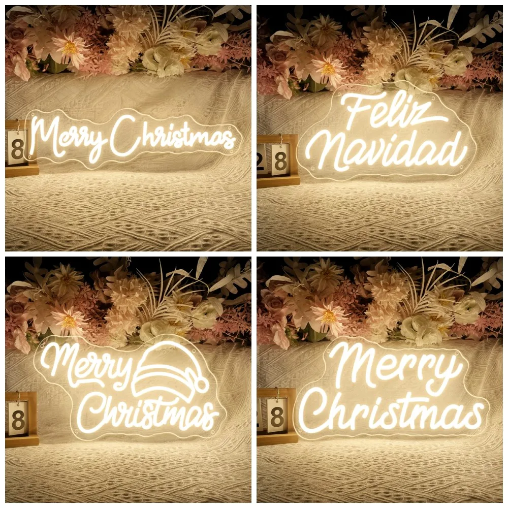 Merry Christmas Led Neon Sign Wall Room Decor Home House Wall Hanging Decoration Feliz Navidad Neon Light Personalize Gifts
