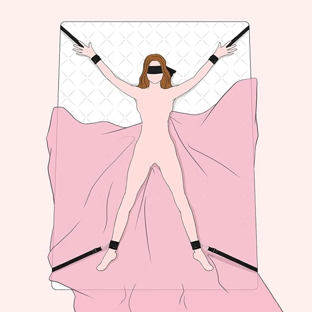 الكبار السرير لعبة الجنس BDSM تكبيل ضبط النفس مفتوحة الساق الكاحل الأصفاد عبودية التروس مثير الكبار الإناث القيود لعبة الجنس SM الرقيق اللعب