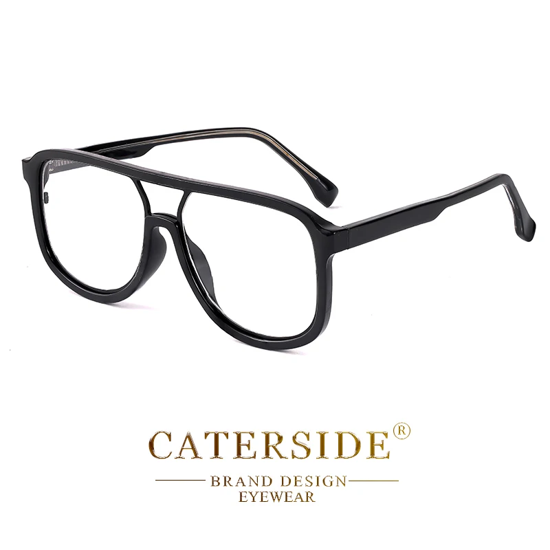 CATERSIDE Anti Blaues Licht Gläser für Männer Retro Große TR + Metall Rahmen Frauen Brillen Flache Top Doppel Brücke Punk marke Brillen – Detail 15