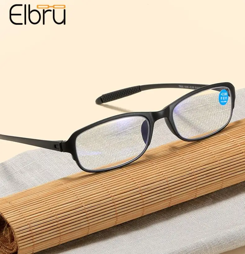 

Очки Elbru с защитой от синего света для мужчин и женщин, лёгкие оптические аксессуары для чтения при пресбиопии, TR90, + 100 + 150