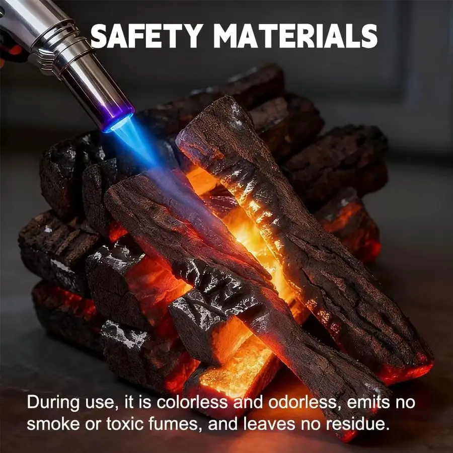 مجموعة سجلات الموقد المصنوعة من ألياف السيراميك، سجلات خشبية واقعية للمواقد الكهربائية المصنوعة من غاز البروبان بدون فتحات، حفر النار، قابلة للتكديس #6