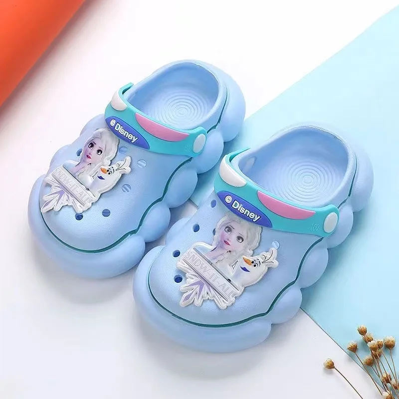 Disney Summer Kids Girls Sandals Cartoon Frozen Elsa Olaf Print Beach Shoes Children Princess Indoor Bath Slippers Toddler Shoes