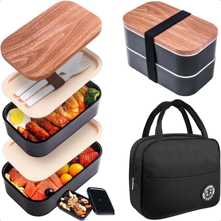 

Ланч-бокс Bento Box для взрослых с герметичным покрытием, 54 унции, черный