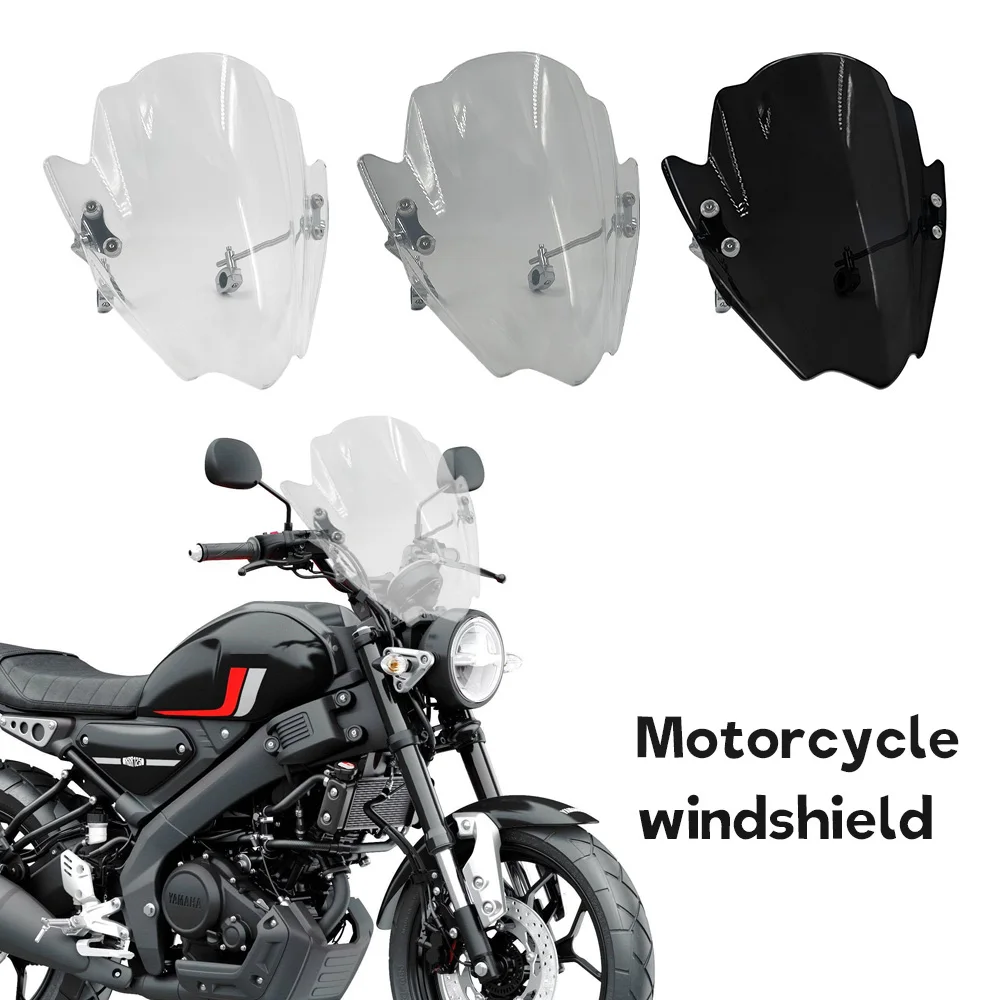

Для Yamaha XSR125 XSR250 300 900: Новый универсальный регулируемый ветровой дефлектор-козырек, комплект для руля с диаметром трубок 22,25,28 мм.