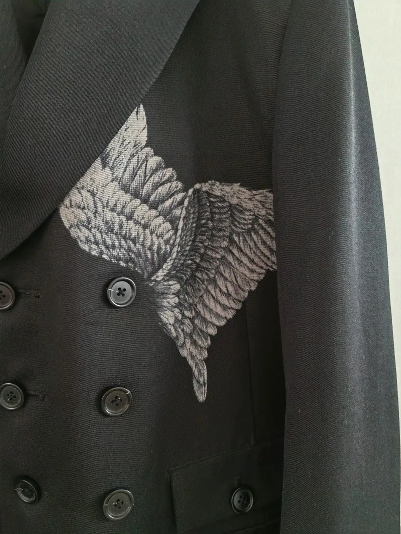 YAMAMOTO-Style Coat 2025 Loose-fit Suit Jacket Pattern Of An Eagle's Wings Fashion Coat Couple's Casul Suit