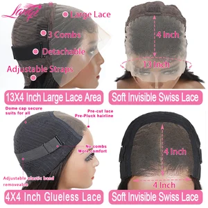 250 densidade Onda Profunda Peruca Frontal HD Transparente 13x4 Lace Front Perucas de Cabelo Humano Lace Frontal Peruca de Cabelo Humano Para As Mulheres 4x4 Encerramento Perucas 8 principais vendas cabelo do brasil - №7