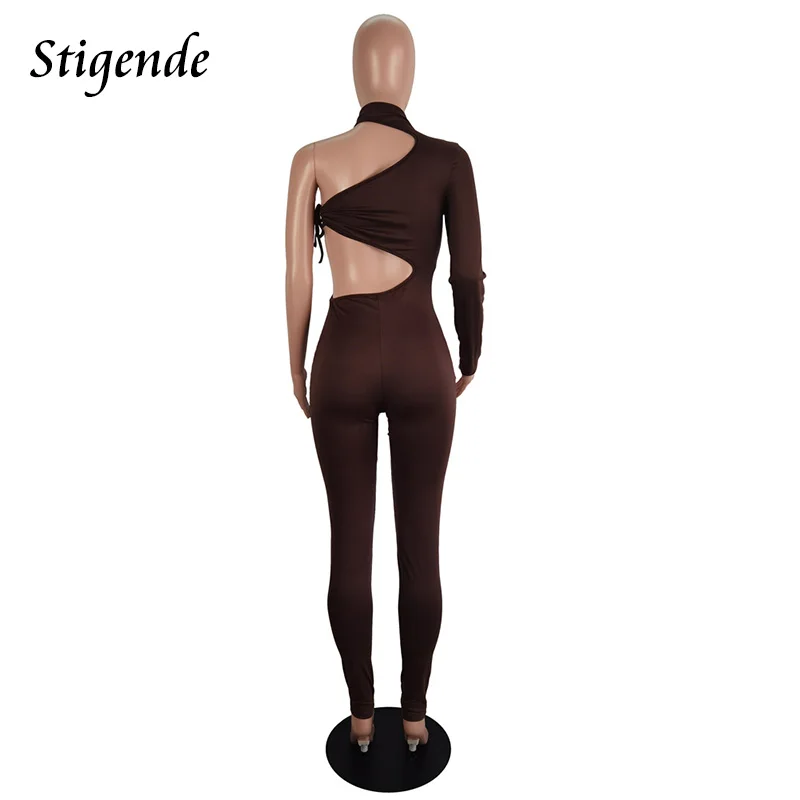 Stigende-mono Sexy de tubo con un hombro recortado para mujer, mono Irregular ajustado con cordones, ropa para discoteca