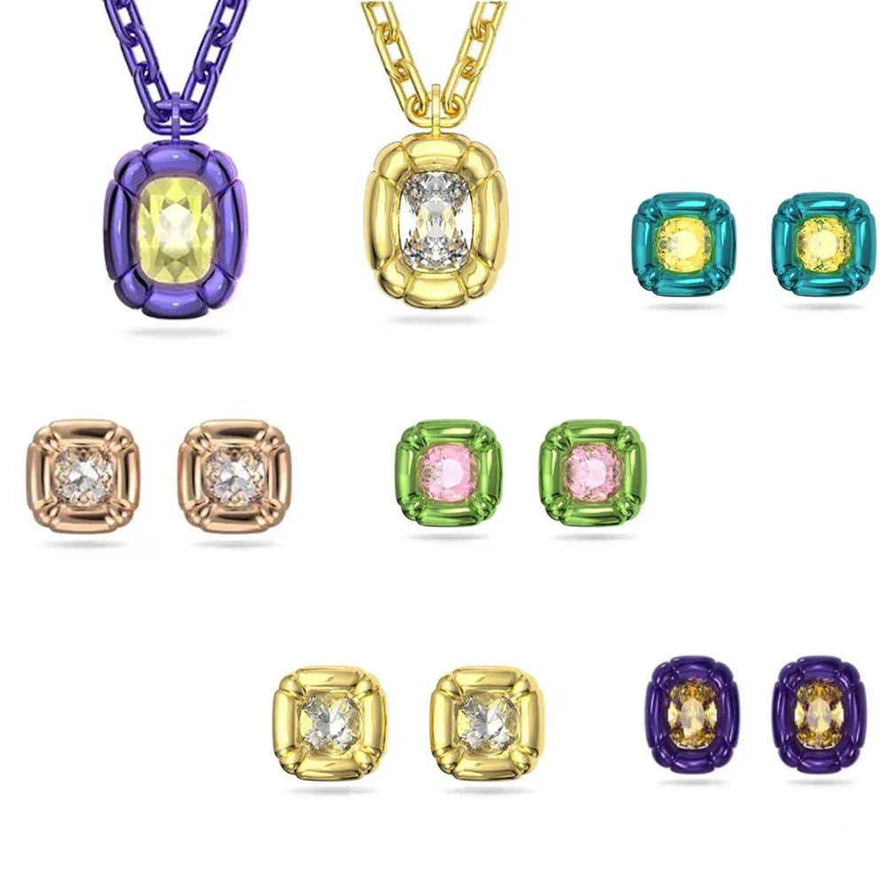 

New Fashion Dulcis Pillow Cut Earrings, Dopamine Necklace Set, Luxury Fashion Jewelry Accessories