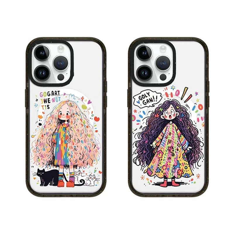 

Magsafe Cartoon Long Hair Girl Phone Case Cover for IPhone 11 12 13 14 15 Pro Max Case for IPhone 15 Pro Max