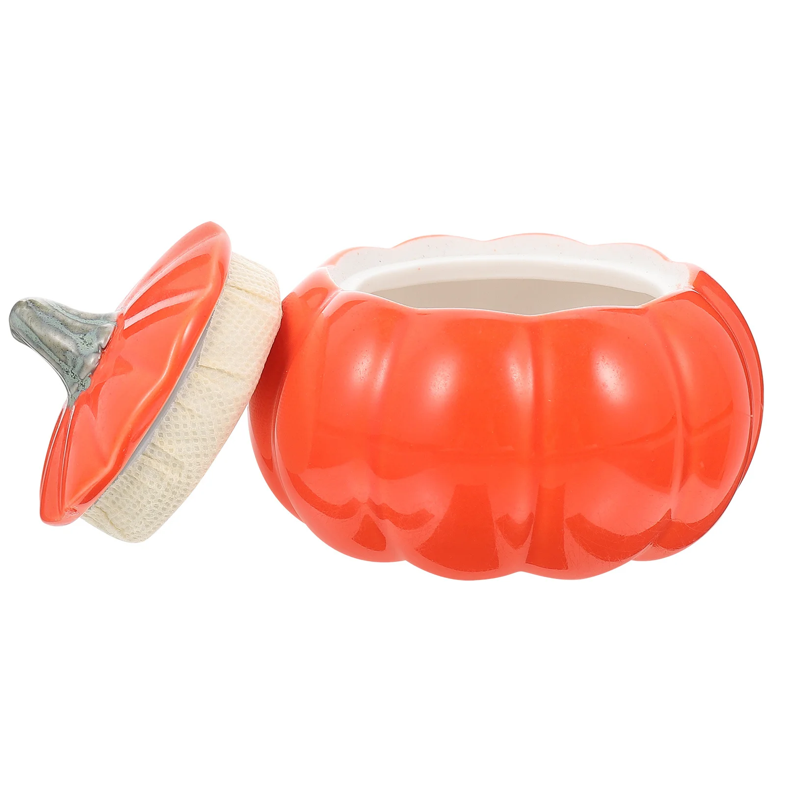 

Ceramic Tea Canister Pumpkin Shape Airtight Jar for Candy Cookies and Sturdy Beautiful Home and Kitchen Decor