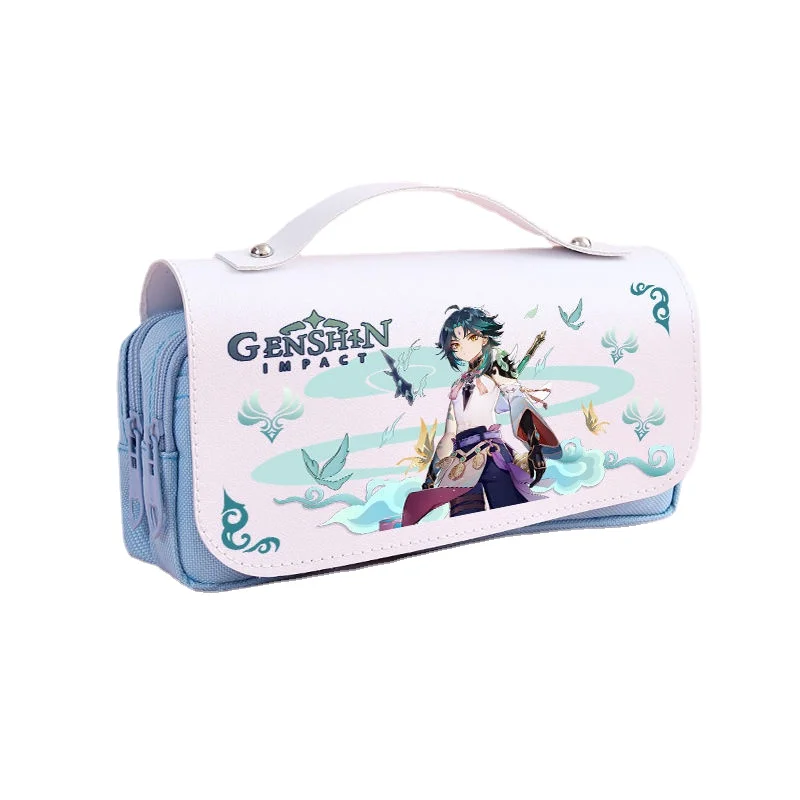 genshin impacto 35 zhongli keqing xiao bolsa de lapis dos desenhos animados estudante da escola kawaii papelaria bonito lapis case plutonio lapis bolsa 01