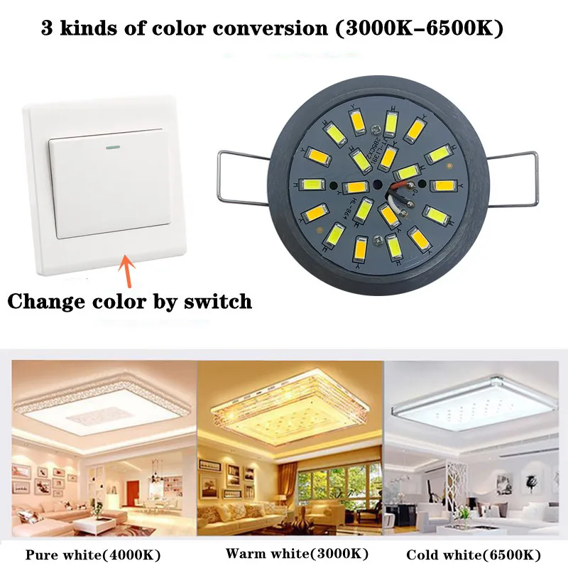 7W 3-Color LED Crystal Light Transform Bulb 5W 220V Integrated Light Ceiling Chandeliers Retrofit Lamp LED Light Base Bulb