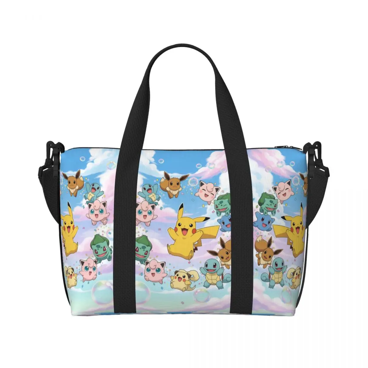 

Custom Large Pokemoned P-Pikachus Tote Bag for Women Thunderbolt Anime Kawaii Cartoon Shoulder Shopping Gym Beach Travel Bag