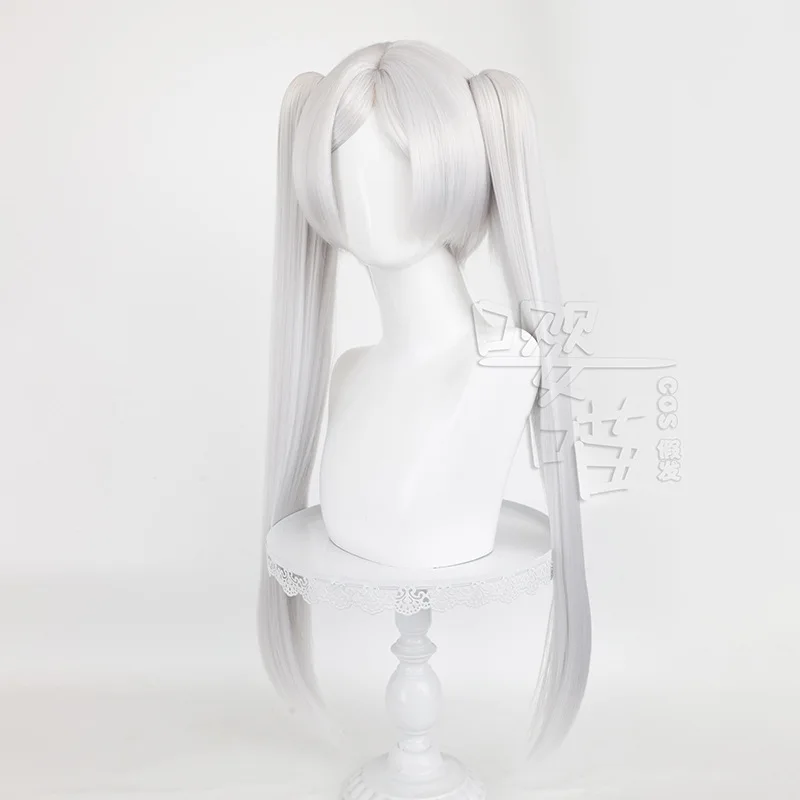 

Frieren Cosplay Wig Anime Sousou No Frieren 75-80CM Silver White Dual Horsetail Heat Resistant Synthetic Hair COS Wigs Halloween