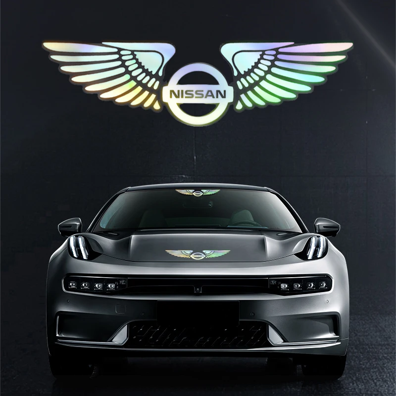 Reflective Colorful Angel Wings Laser Car Logo Stickers For Nissan J10 X-Trail Qashqai Juke Leaf Micra NOTE Patrol Gadgets