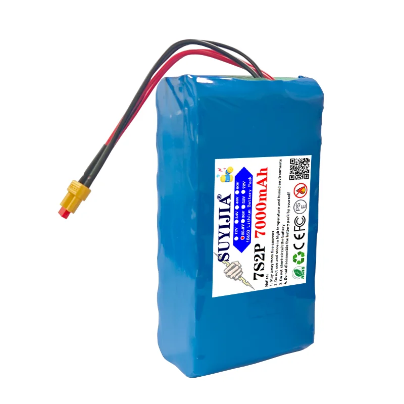 25.9V lithium battery 7000mAh 7S2P 18650 battery cell 15A BMS original rechargeable compatible 24V motor  for all devices