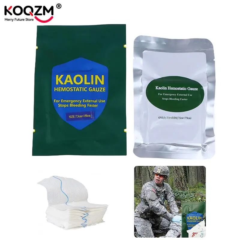 

Rescue Compressed Gauze Tactical Hemostatic Kaolin Gauze Combat Emergency Trauma Military First Aid Kit Medical Wound Dressing