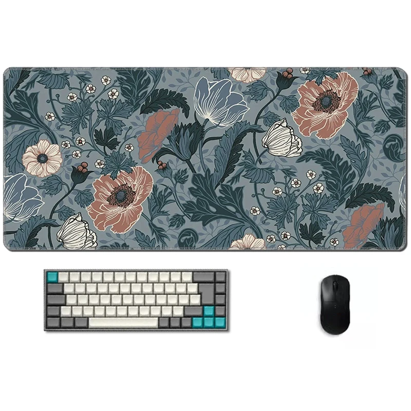 Floral Xxl Gaming Mouse Pad Vintage Deskmat PC Gamer Desk Mat Wildflower Office Accessories Garden Mouse Mat Rubber Mousepad