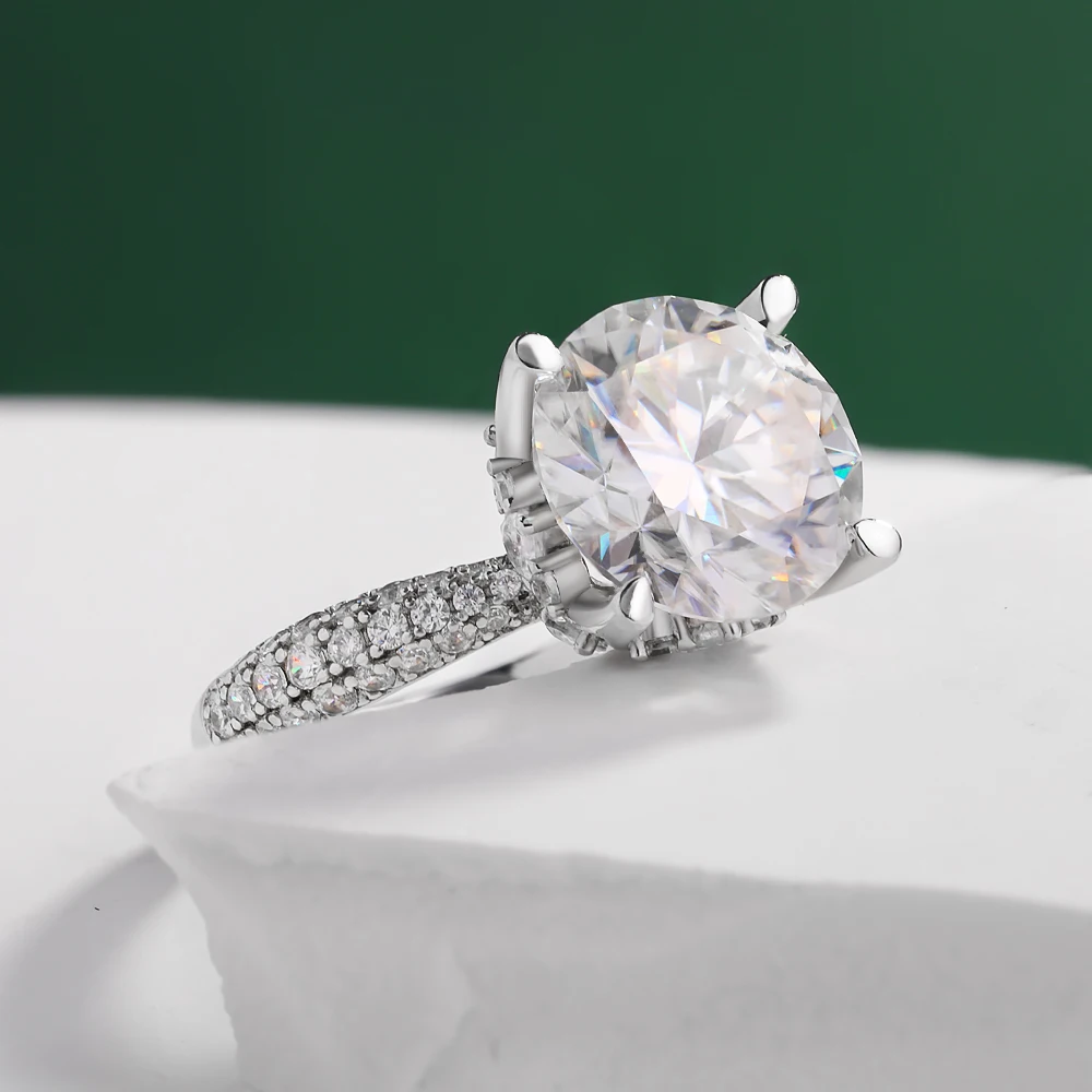 5CT D اللون مويسانيتي خاتم الزواج للنساء S925 فضة فاخر المشاركة الزفاف الماس الفرقة المجوهرات بالجملة