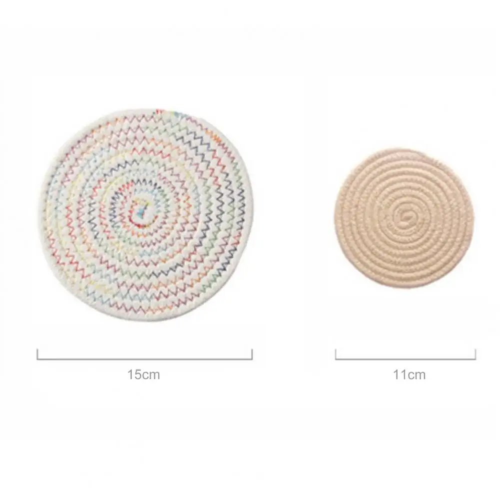 Absorbent Cup Coaster Cotton Table Mat Soft Cotton Woven Coaster Set Heat-resistant Water-absorbent Cup Mats Noise-reducing