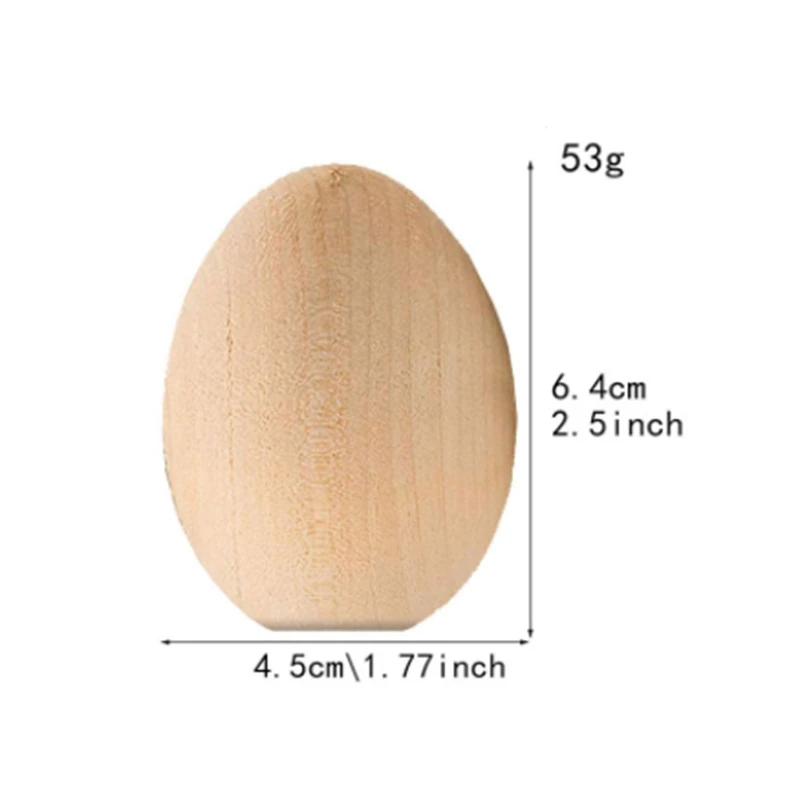 10Pcs Unpainted Wooden Eggs, Unfinished Flat Bottom Wooden Easter Craft Eggs,Smooth Ready To Paint And Decorate