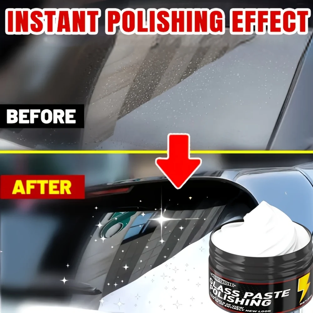 JOKJOK Glass Polish Paste - Heavy-Duty Windshield & Mirror Restorer, Scratch Remover Cream for, Boats, Motorcycles, RVs - Before