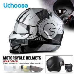 2025 Multi-purpose Combination Helmet Retro Helmet  Motorcycle Cascos Moto Locomotive Personality Half Predator Helmet