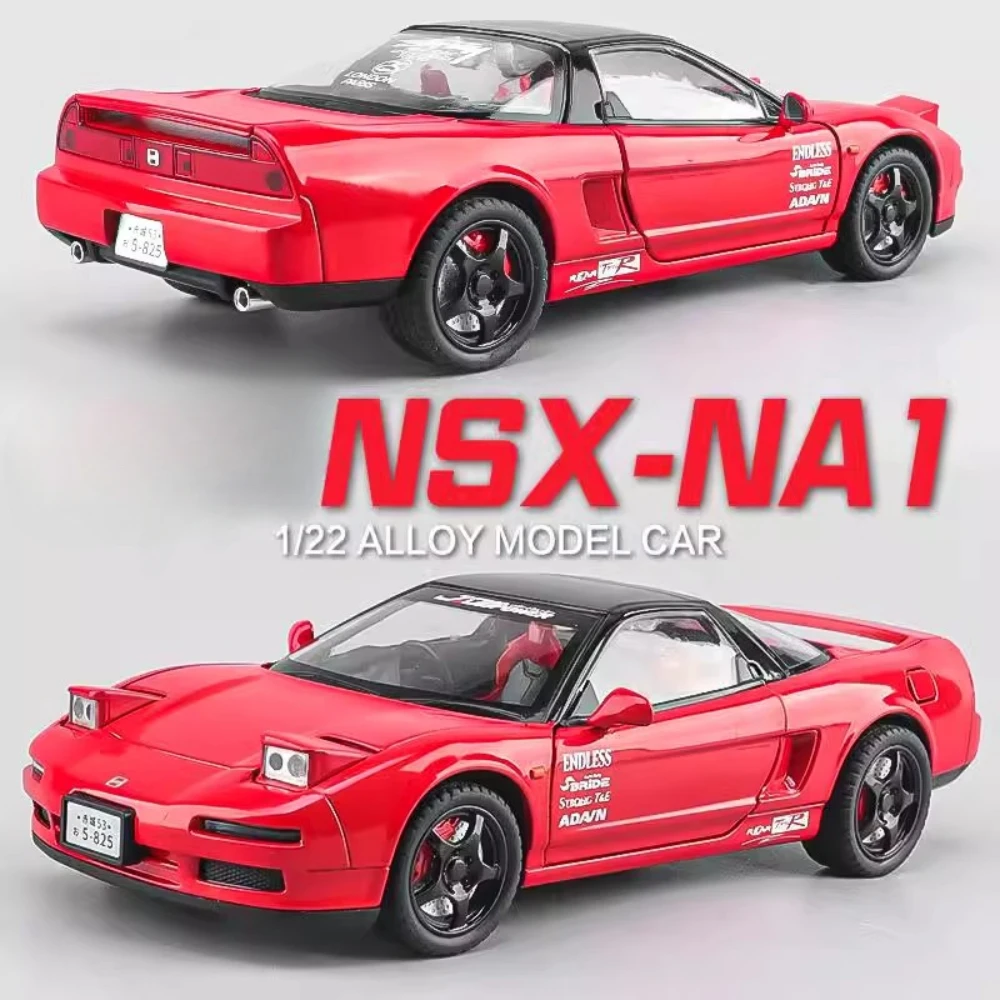 1:22 Scale Honda NA1 Alloy Car Toy Model Doors Opened Pull Back Miniature Vehicles Light Sound Models Holiday Gifts for Boys
