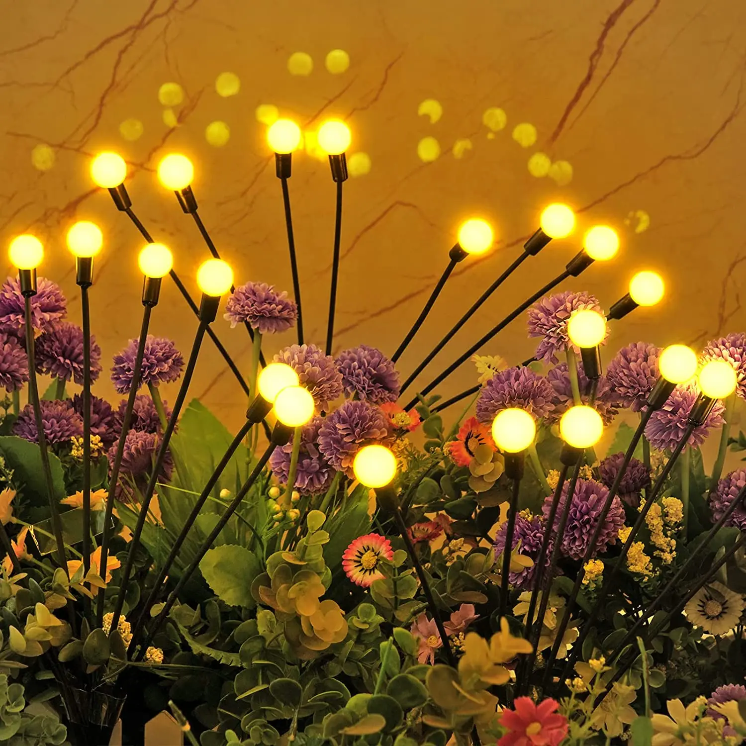 12 luces LED solares de luciérnaga, luz Solar de fuegos artificiales para jardín, luz oscilante impermeable para Patio, decoración de caminos