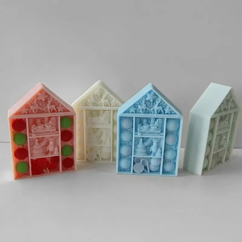 

Y08C 3D Silicone Soap Molds Silicone Mold DIY Epoxy Resin Mould Christmas Balls House Mold for DIY Crafts