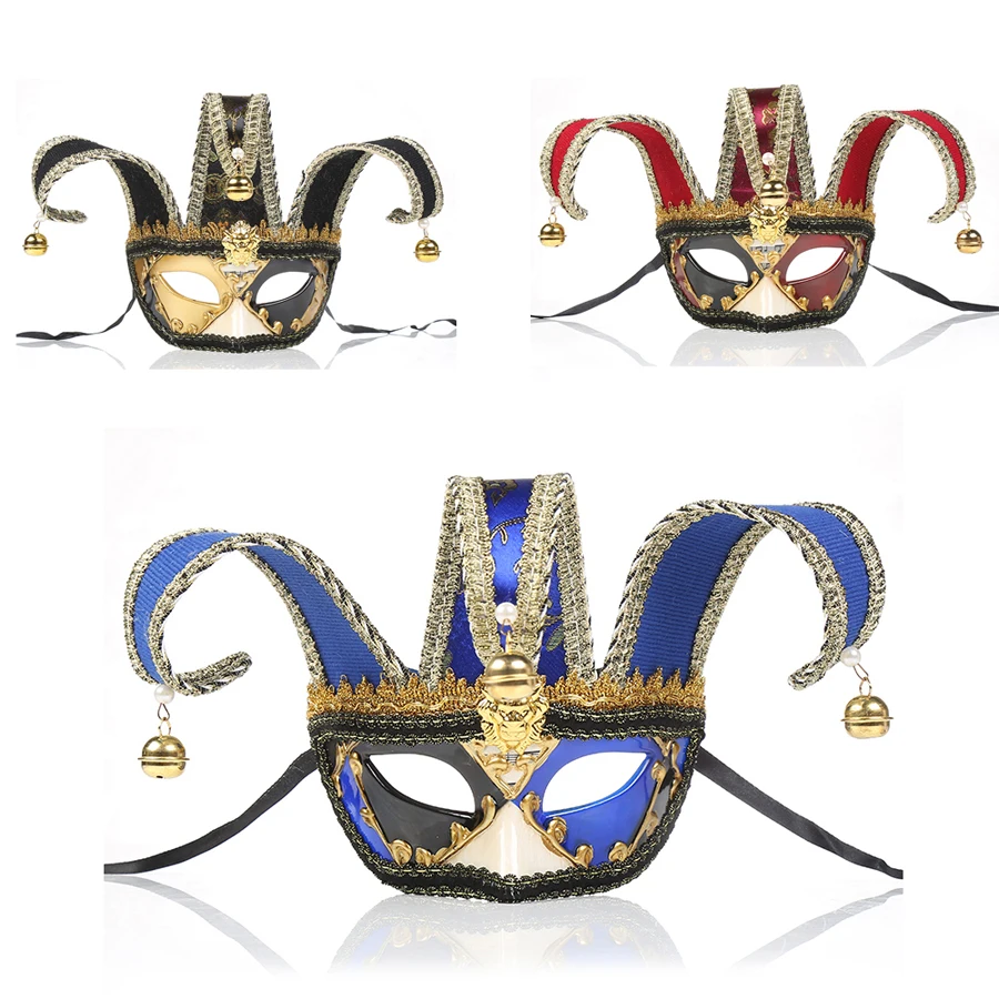 

Cosplay Retro Italy Venetian Theater Jester Funny Full Face Halloween Mask Masquerade Joker Dance Mardi Gras Party Costume Props