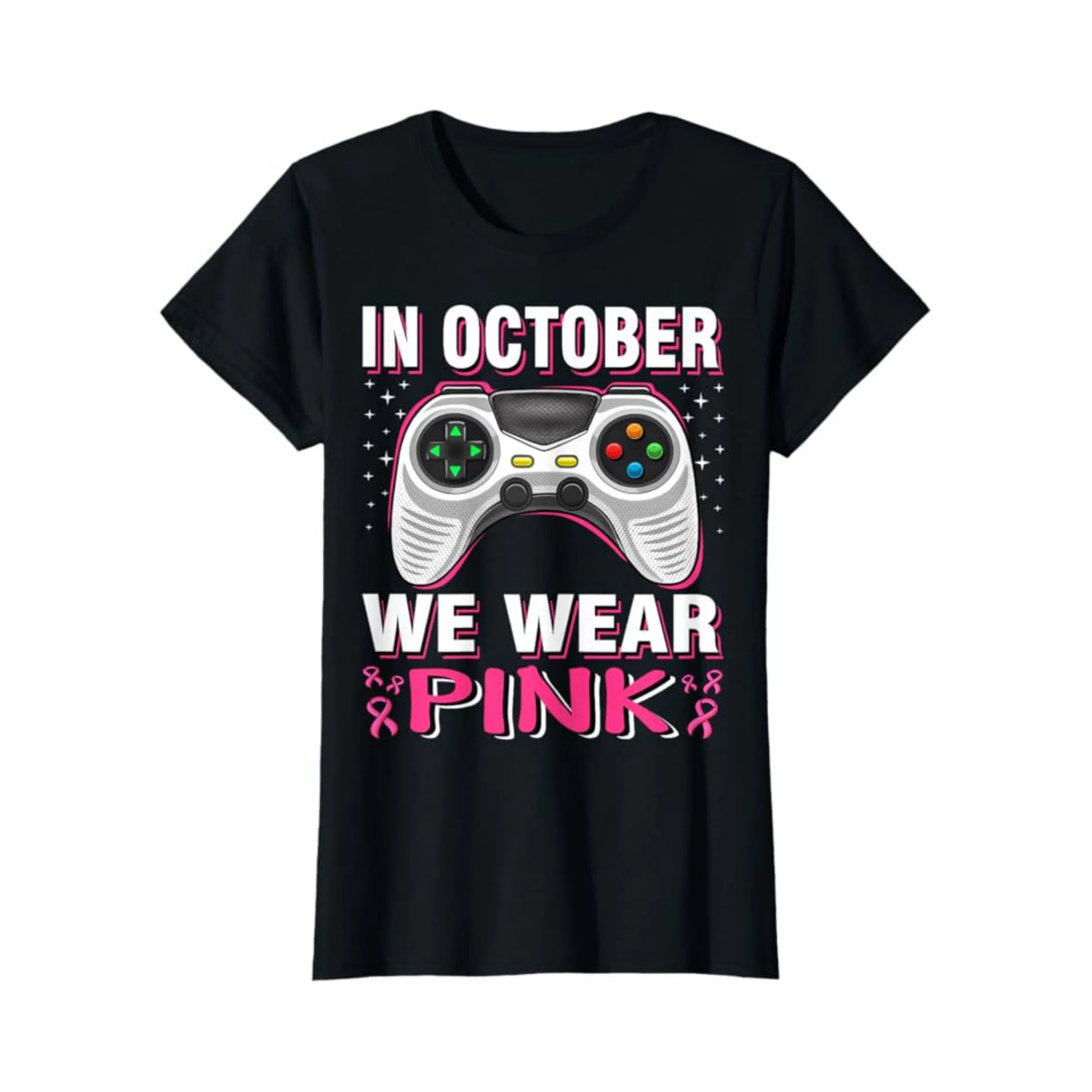 In October We Wear Pink Breast Cancer Gaming Kids Boys Youth T-Shirt 100% Cotton New T-Shirt Short Sleeve Fall Tee Top 01232