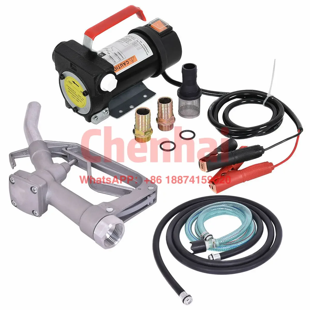 12V 10GPM Electric Diesel Fuel Transfer Extractor Pump w/ Nozzle & Hose