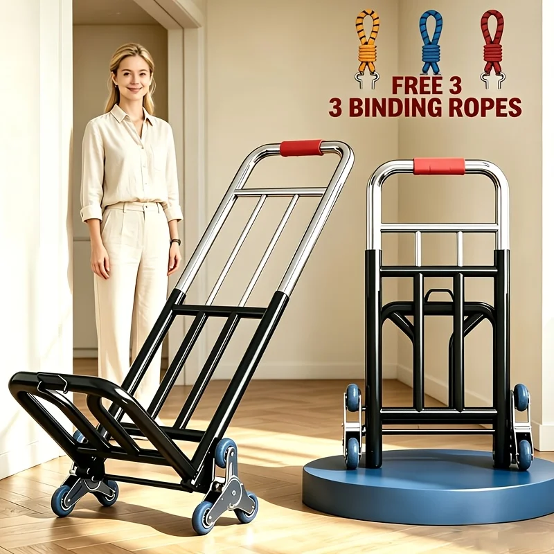 1 Heavy Duty Folding Hand Truck with Adjustable Buckle Gears, Stair Climbing Wheels And Portable Lifting Hand Truck, for Transport And Shopping, Foldable Hand Truck
