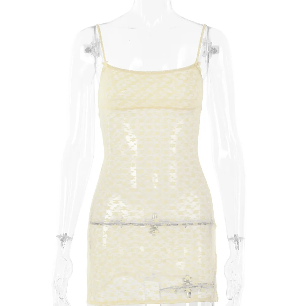 Venta de 2025, novedad de verano, vestido corto transparente sin tirantes con corte en A, Sexy, para chica caliente