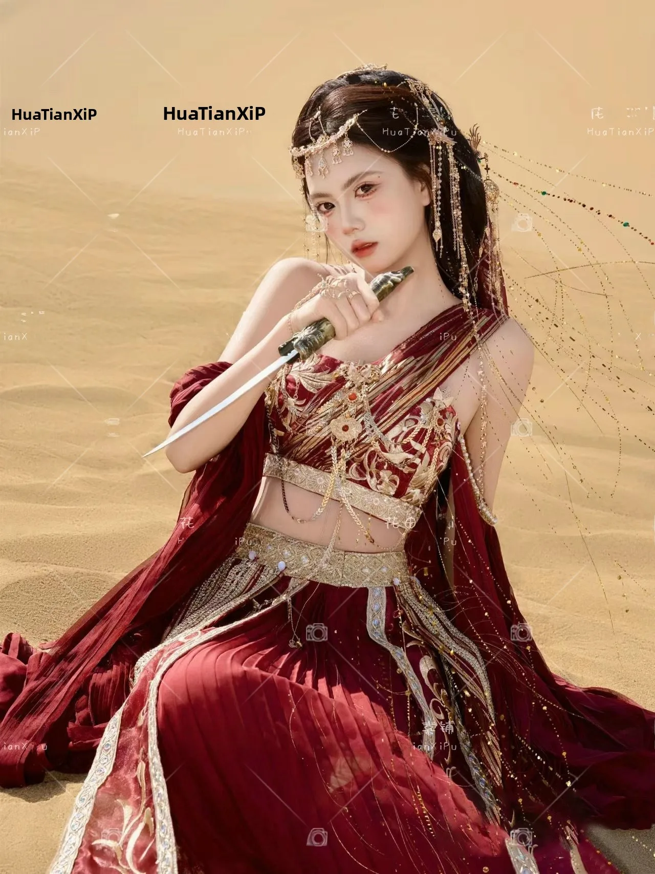 

Новинка 2026: Оригинальный этнический костюм для путешествий и фотосессий в стиле Дуньхуанской летающей принцессы пустыни, женская мода