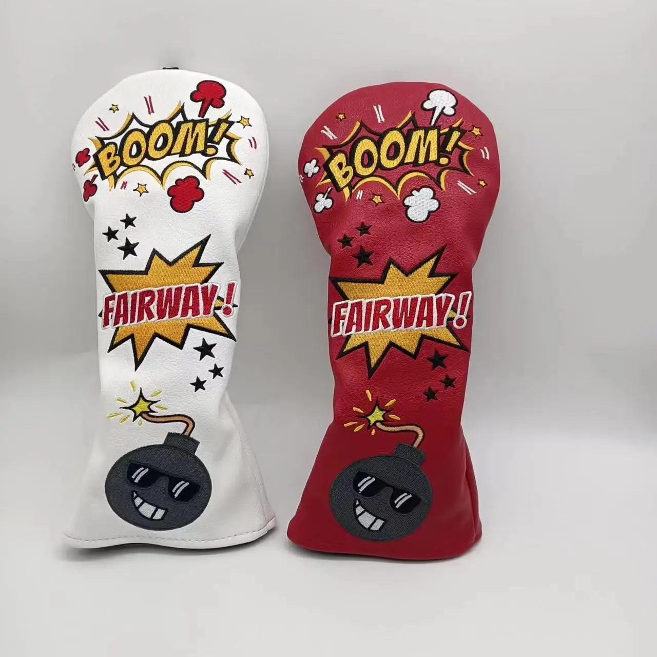 Bomb Golf Club Covers for Driver, Fairway, Hybrids - Golf Driver Headcover/Golf Fairway Wood Head Cover/Hybrid Leather Headcover