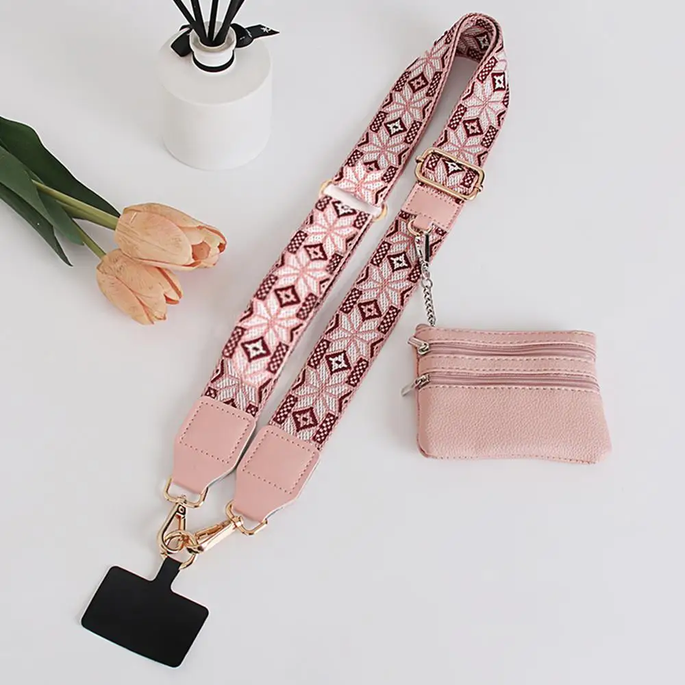 Mobile Phone Strap With Zipper Portable Anti-loss Bag Strap Ladies Detachable Shoulder Lanyard With Wallet Crossbody Bag Belt