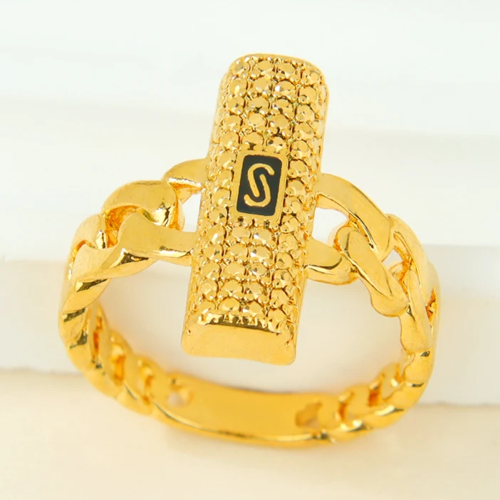 Luxuriöse Zirkonia-Monaco-Ringe, 21k vergoldet, italienischer, unregelmäßiger, cooler Hip-Hop-Ring, Dubai, für Damen, Event, Party, hypoallergener Schmuck – Detail 9